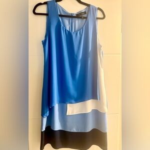 BCBGMaxAzria Blue and White Midi Dress, like new condition, never worn